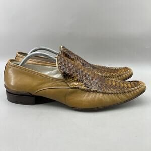 Jo Ghost Snakeskin Loafers Men Size 12 US, 45 EU Brown Slip On Shoes Italy Made